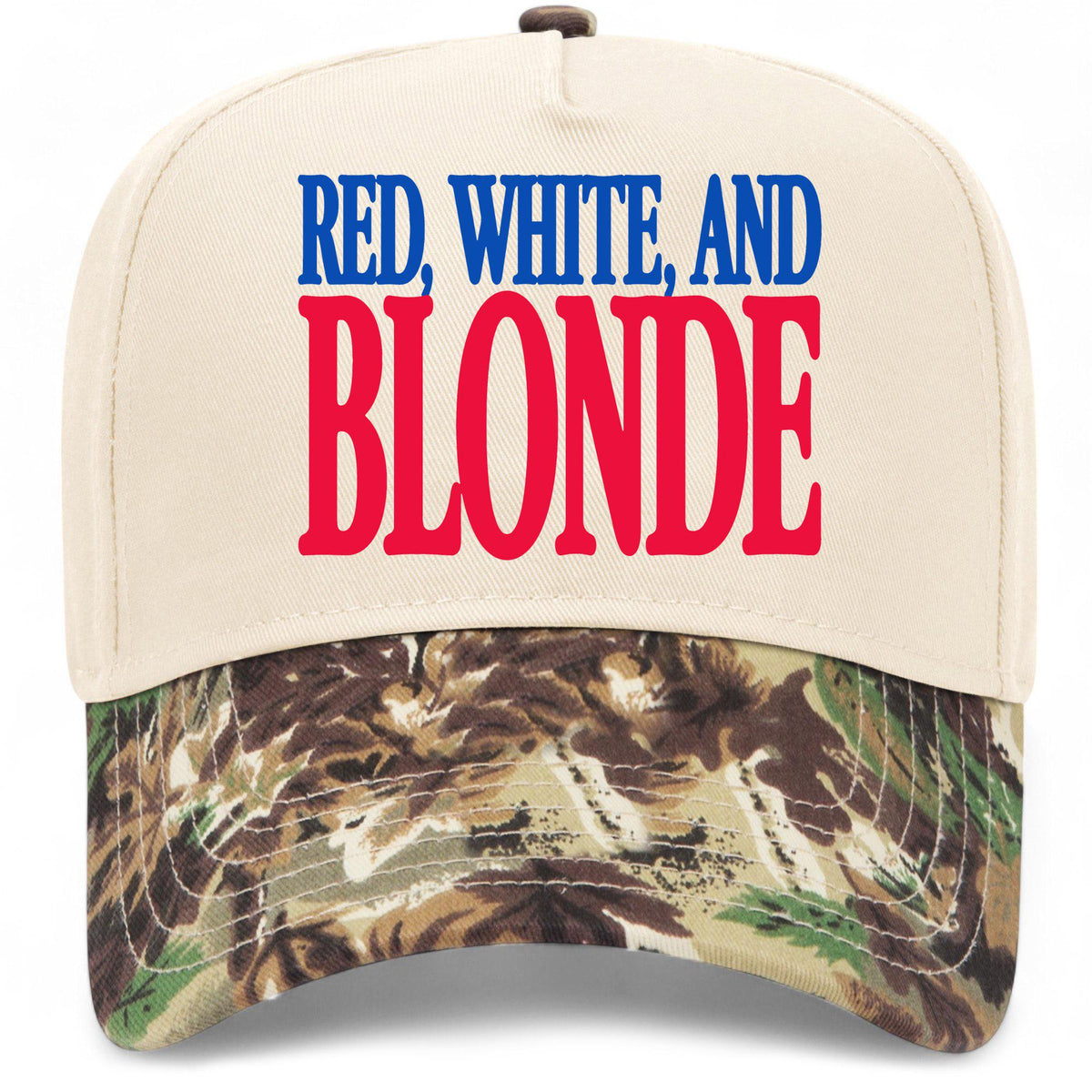 Red, White, and Blonde Hat