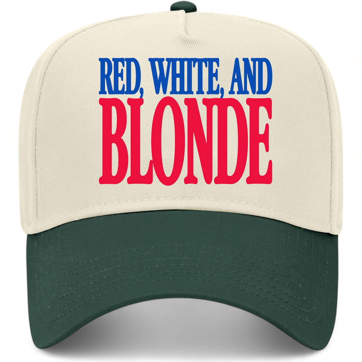 Red, White, and Blonde Hat